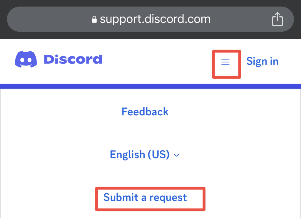 Click submit a request on discord mobile