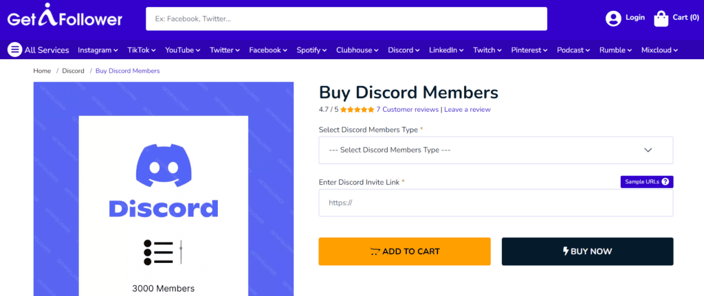 GetAFollower Discord Members Buy