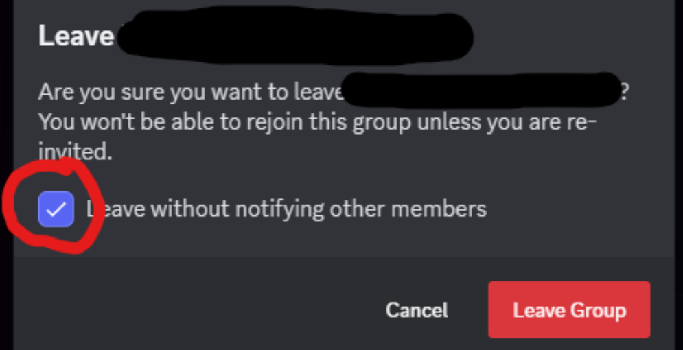 Leave Group without notifying others