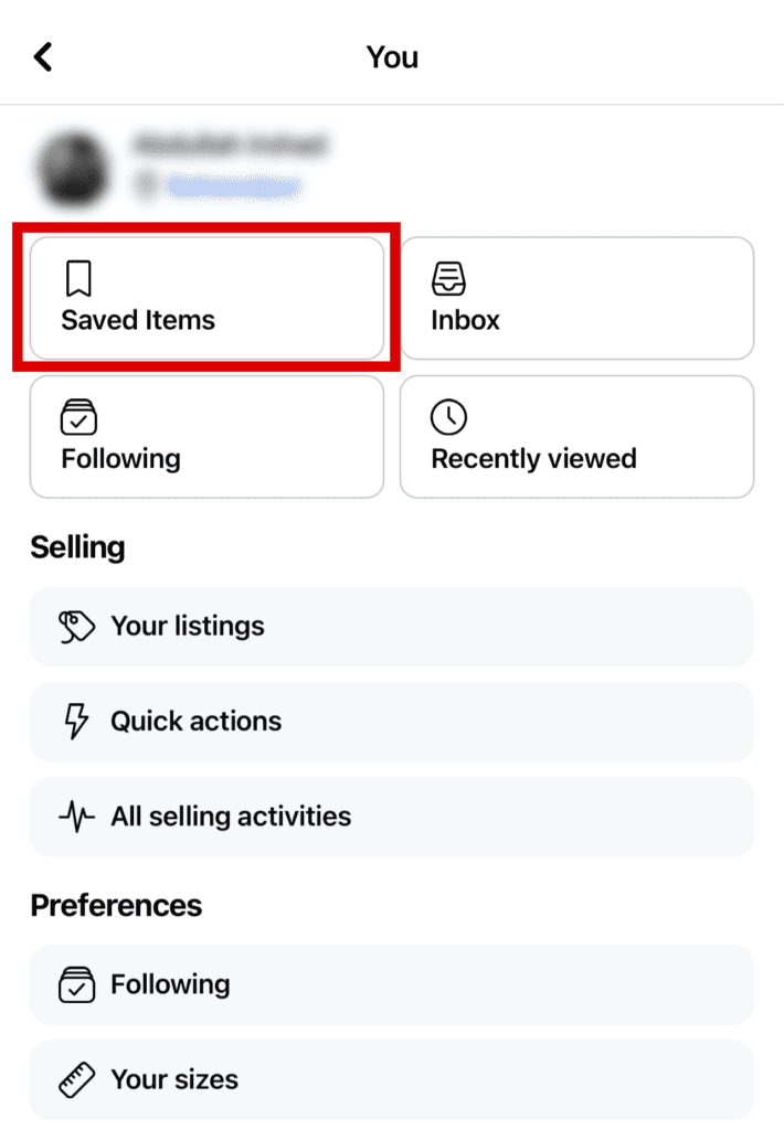 Saved Items on Facebook Marketplace