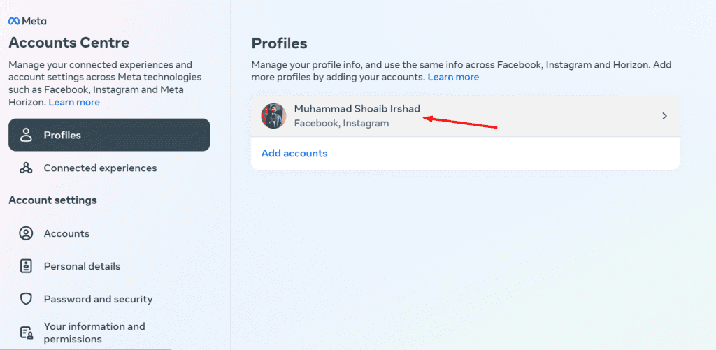 Select "Profile"
