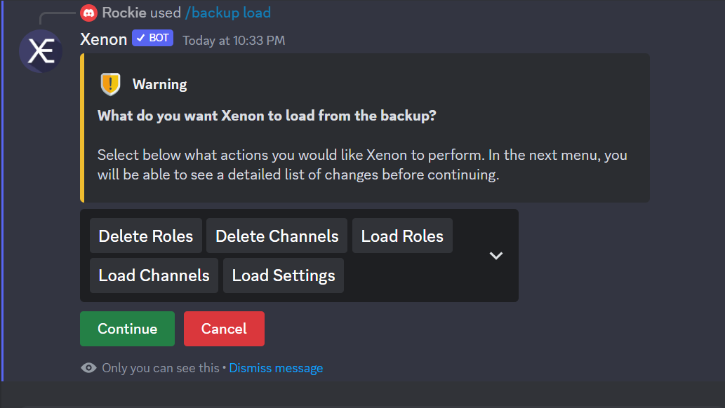 Resume Backup Loading PC Xenon Discord