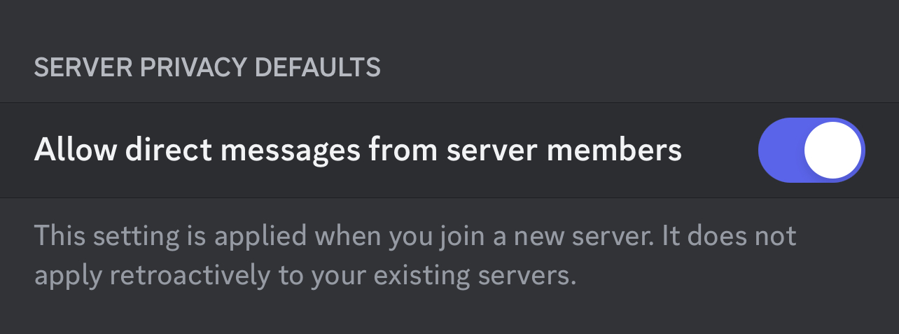 Turn off allow direct messages from server members discord 1