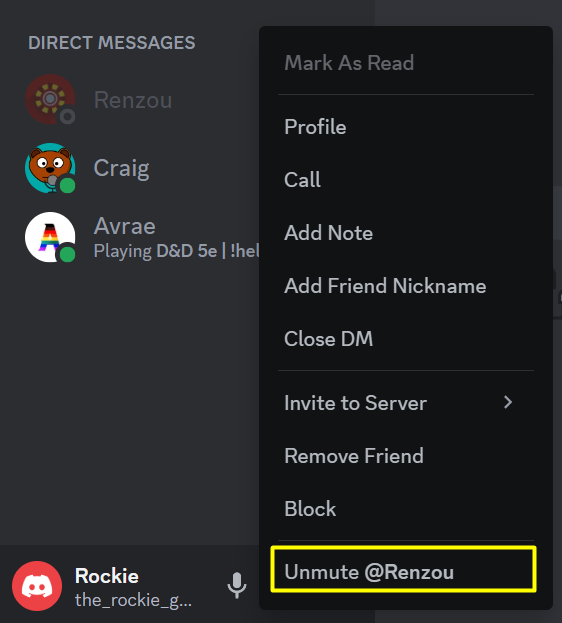 Unmute users from Discord PC