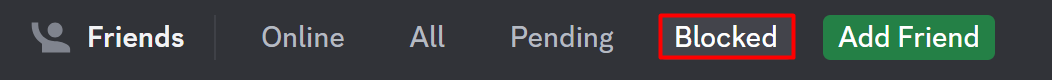 Click on Blocked in the menu Discord PC