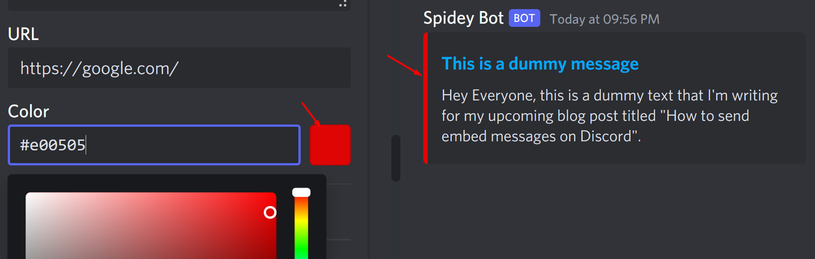 Color of message bar Discohook Discord PC