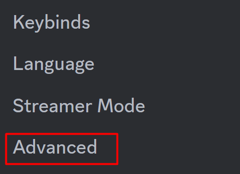Go to Advanced settings Discord PC