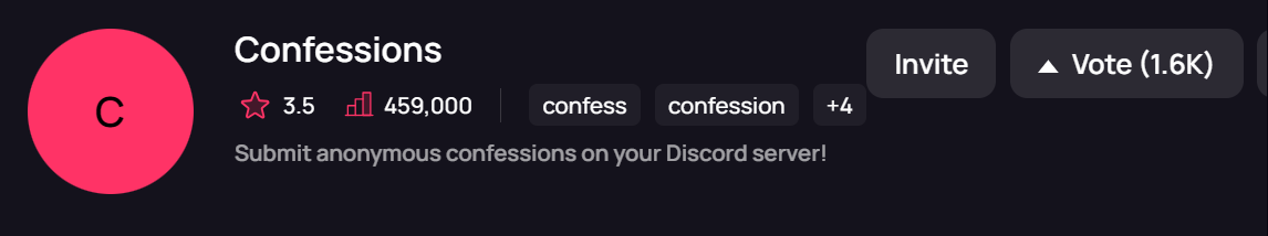 Searc for the Confession bot on topgg Discord
