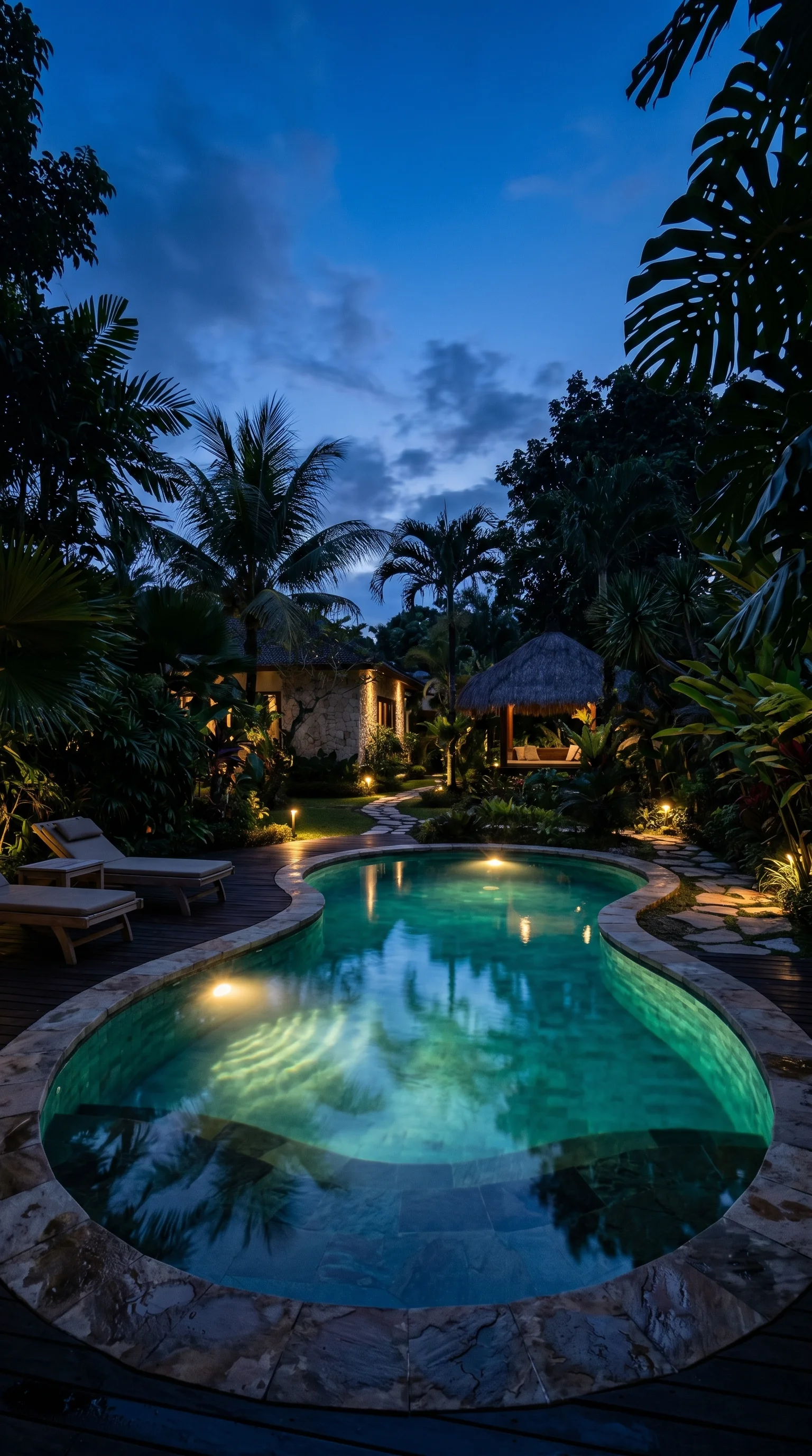 Pool That Glows at Dusk