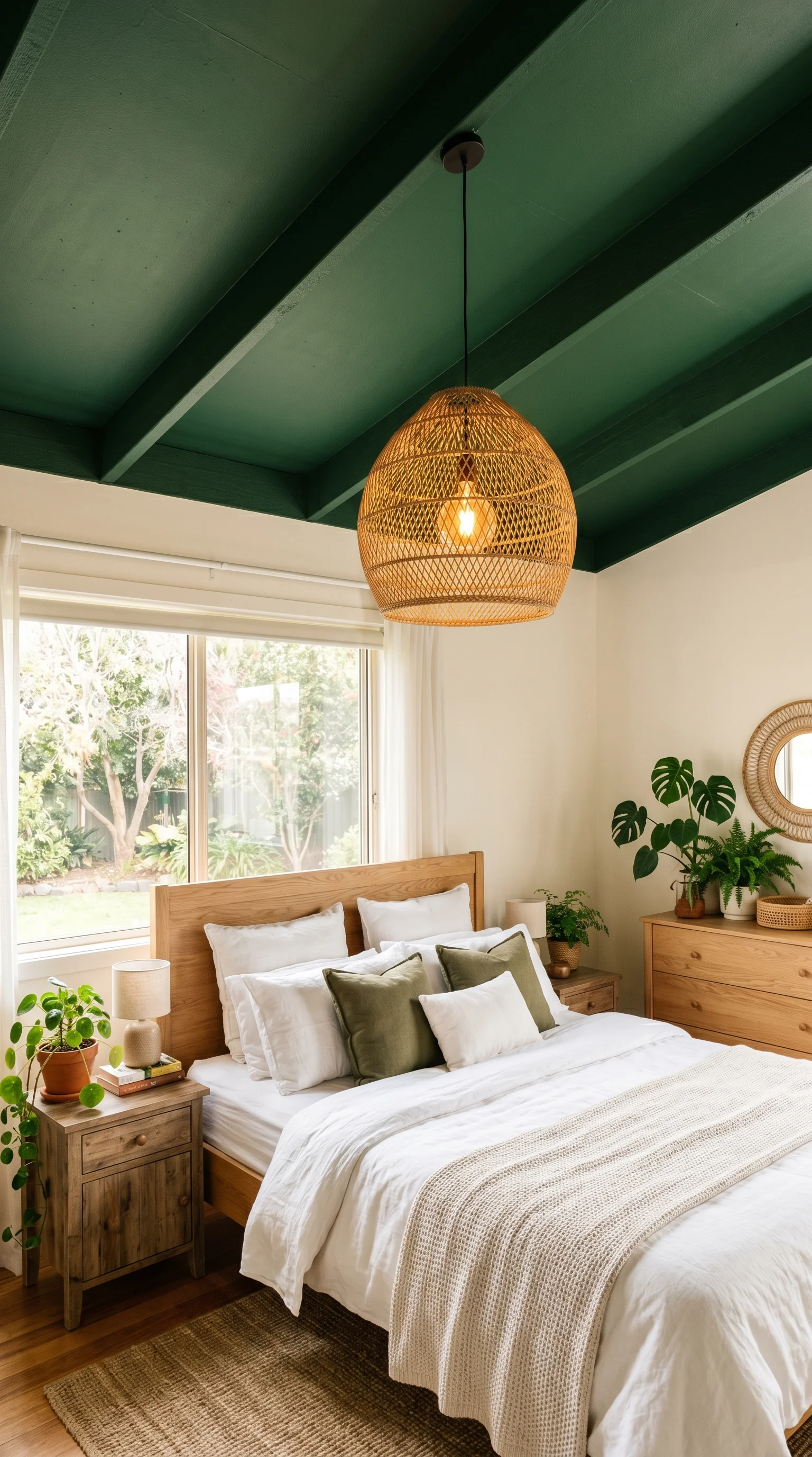 8. Dark Green Ceiling, Neutral Walls