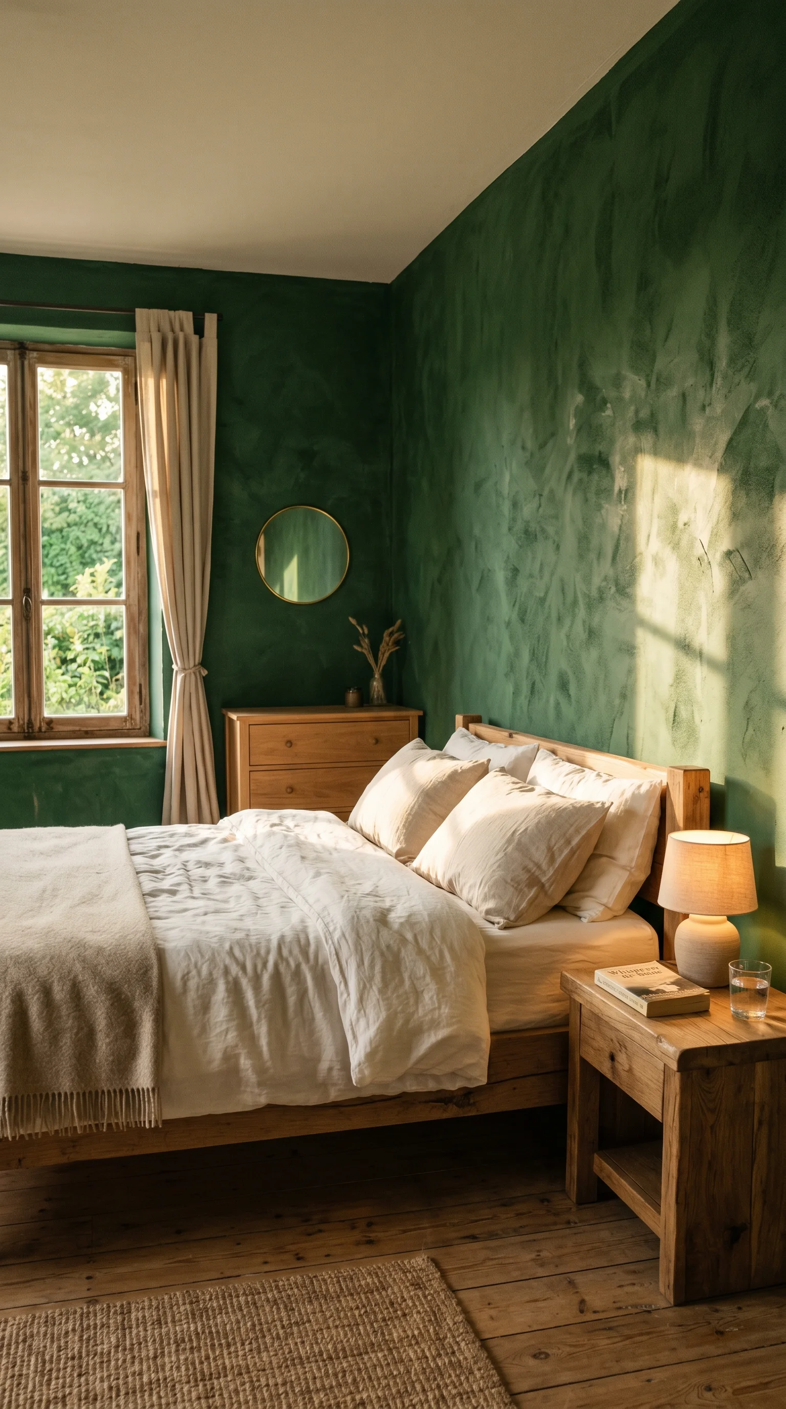 13. Green Plaster or Textured Wall Finish