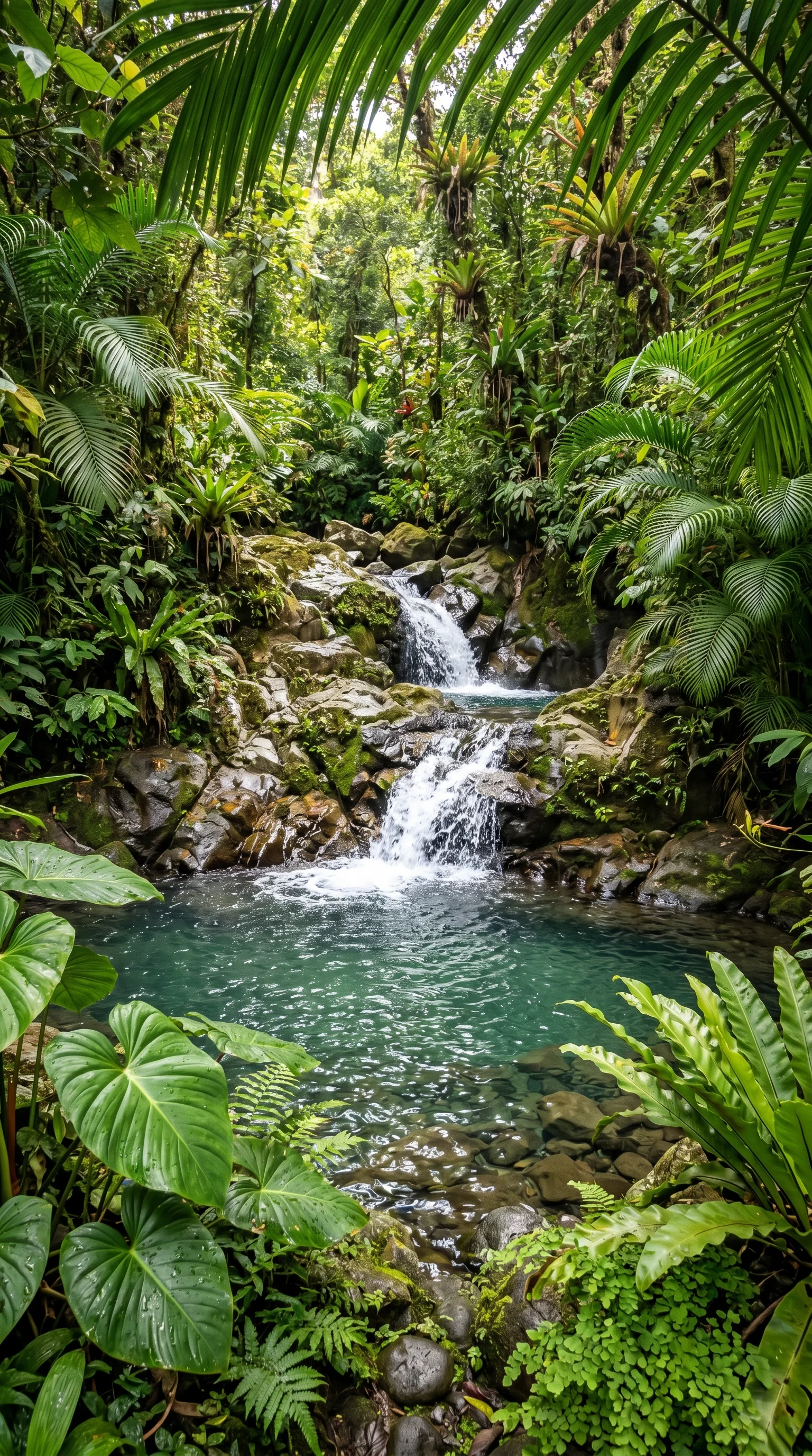 013 13 Image Prompt Tropical pool cascade framed by gl 13. Image Prompt Tropical pool 202606151335