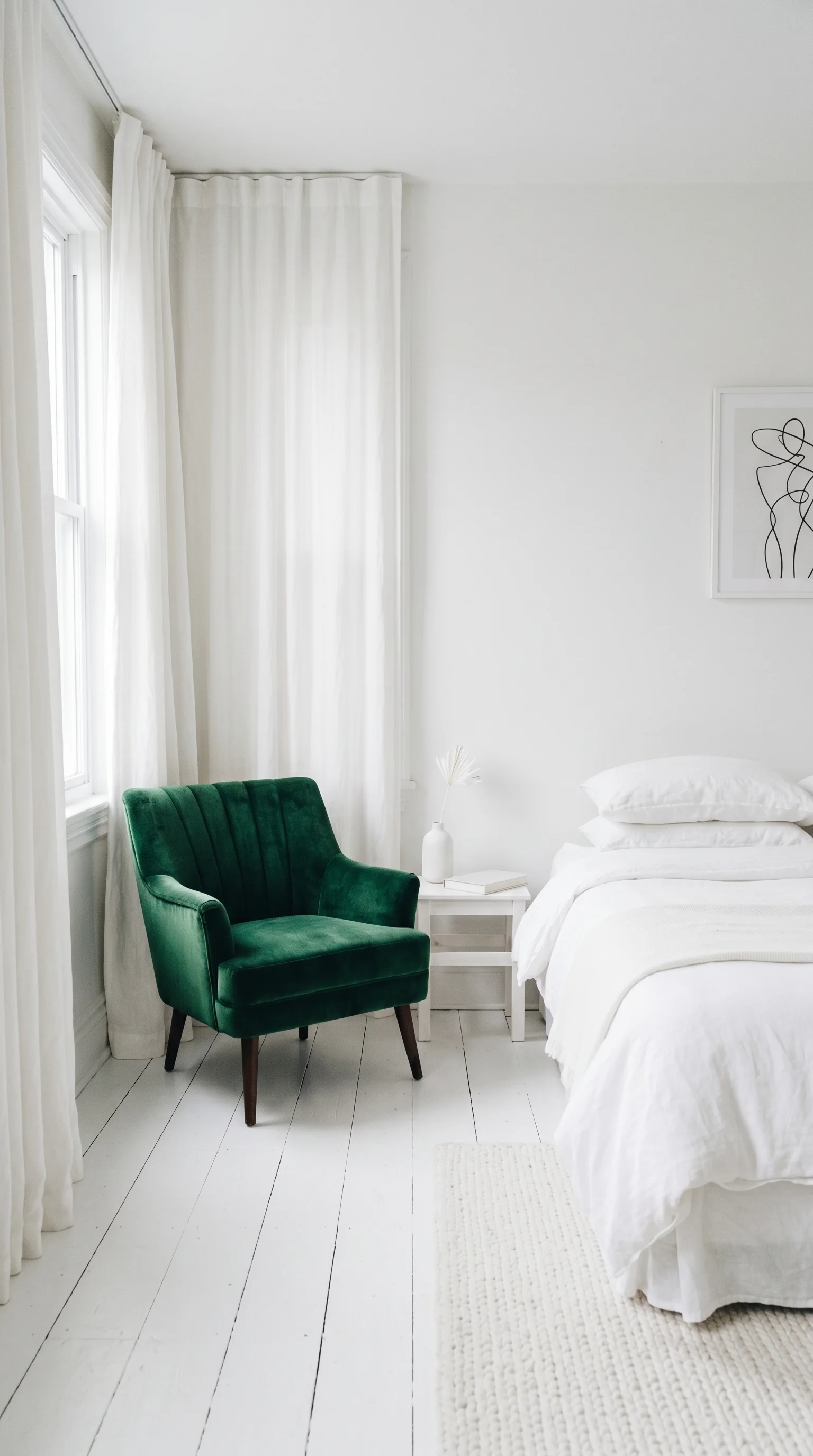 15. One Deep Green Object in a Neutral Room