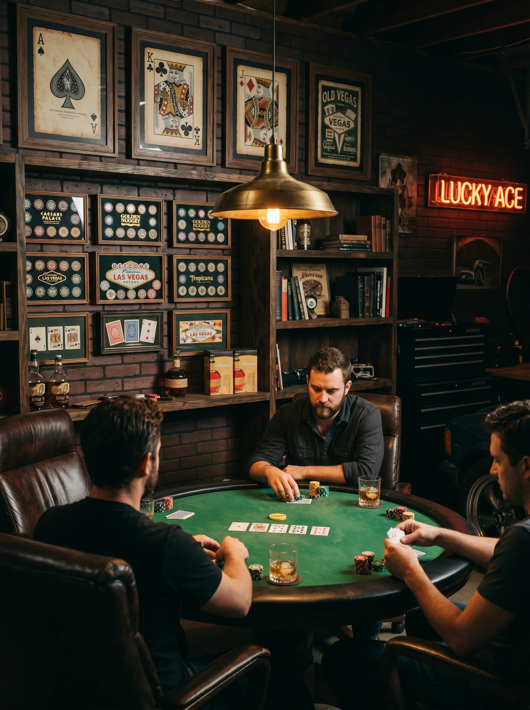 16 Moody garage poker room with green baize top table Moody garage poker room with 202606202330