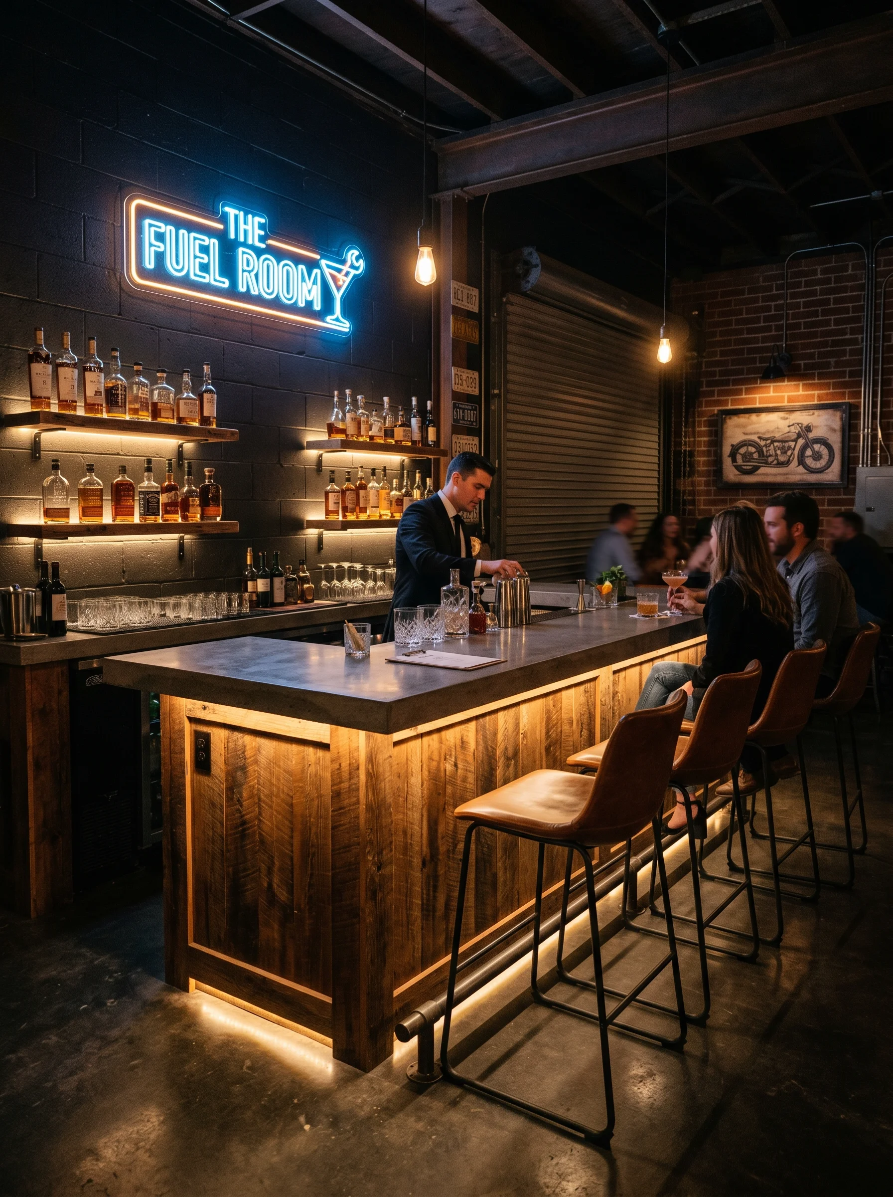 17 Sleek garage bar built from reclaimed wood with co Sleek garage bar built from 202606210736