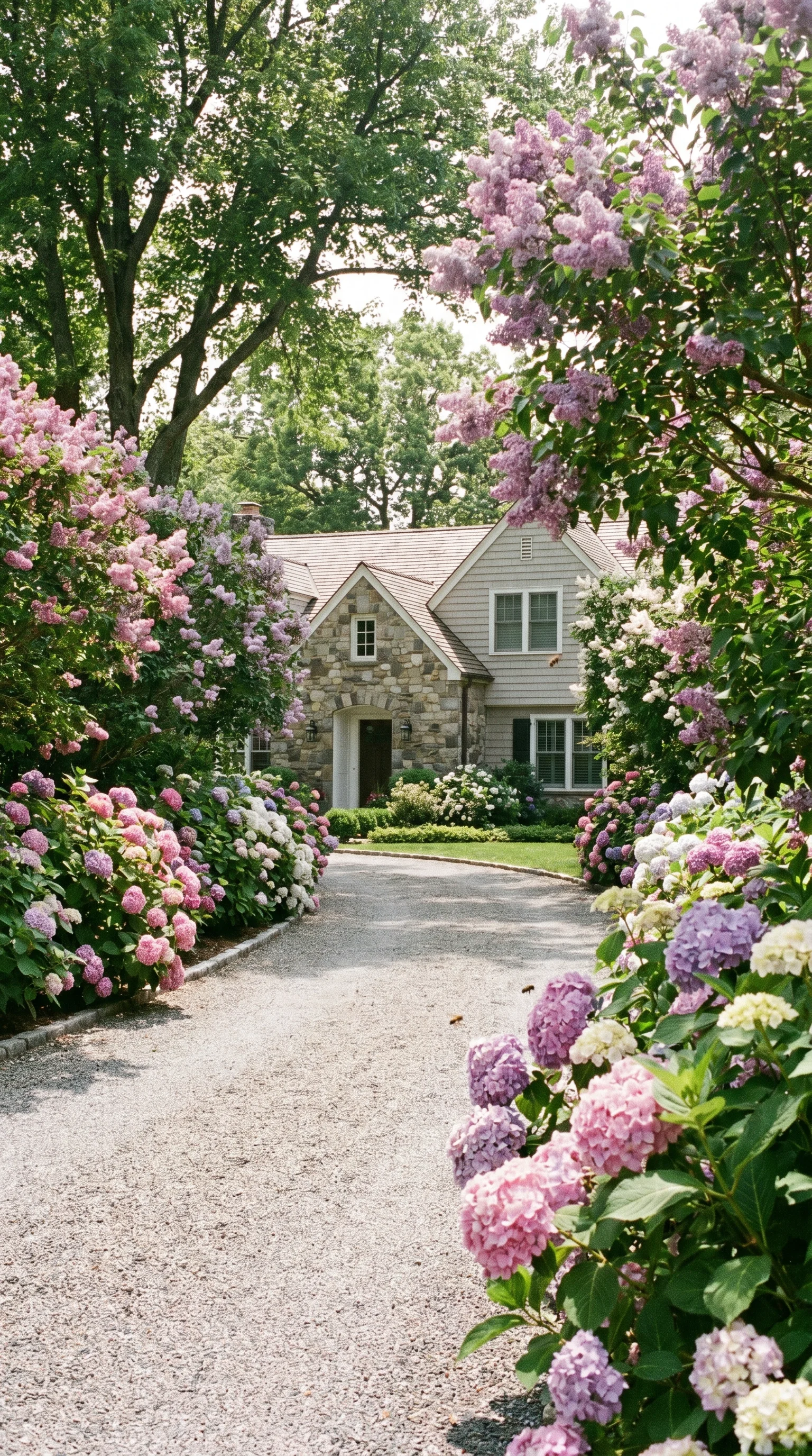 1 1 Beautiful driveway with hydrangeas and lilac flo 1. [Beautiful driveway with hydrangeas 202606211250