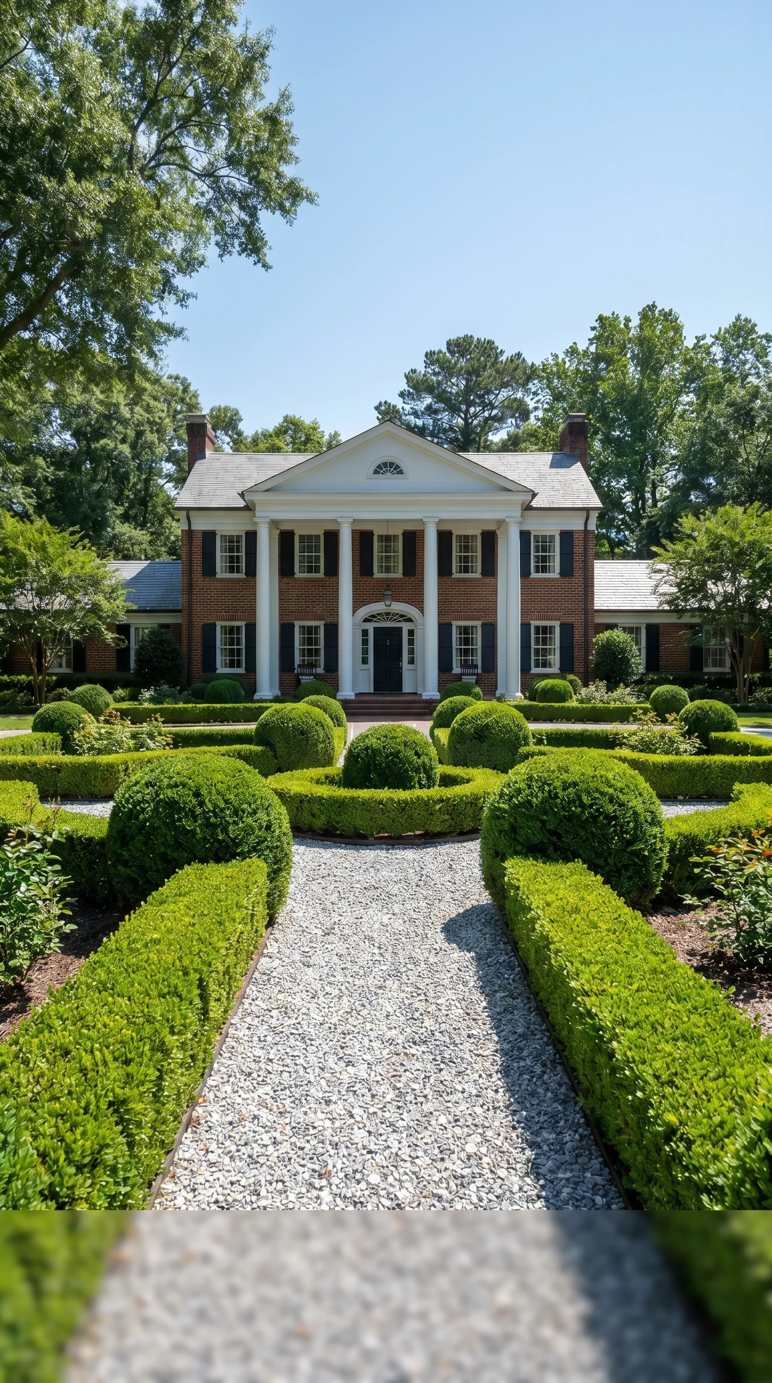 2 2 Formal front garden with geometric boxwood hedge 2. [Formal front garden with 202606211451