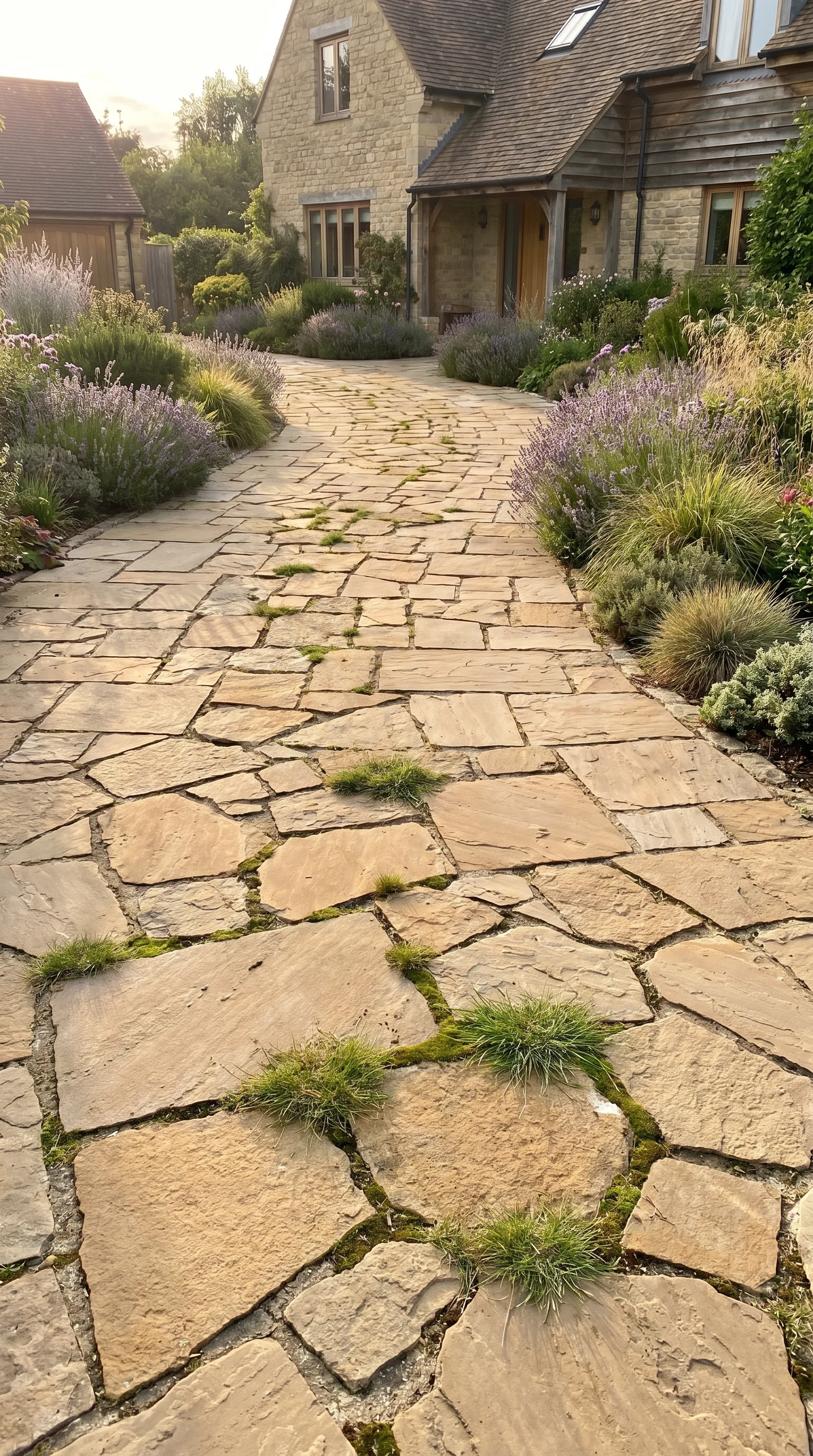 2 2 Fragrant residential driveway with continuous l 2. [Elegant driveway bordered with 202606211427