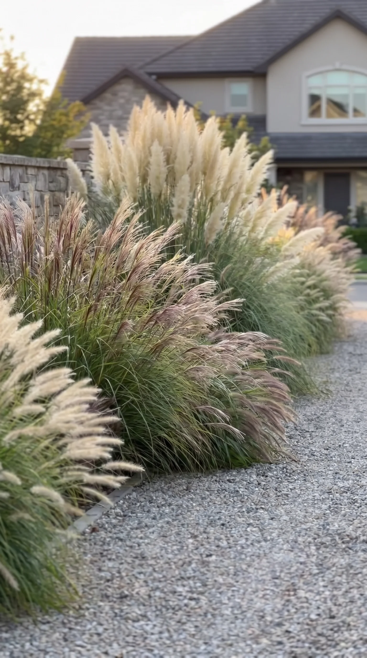 3 3 Driveway with ornamental grasses border pampas g 3. [Driveway with ornamental grasses 202606211407