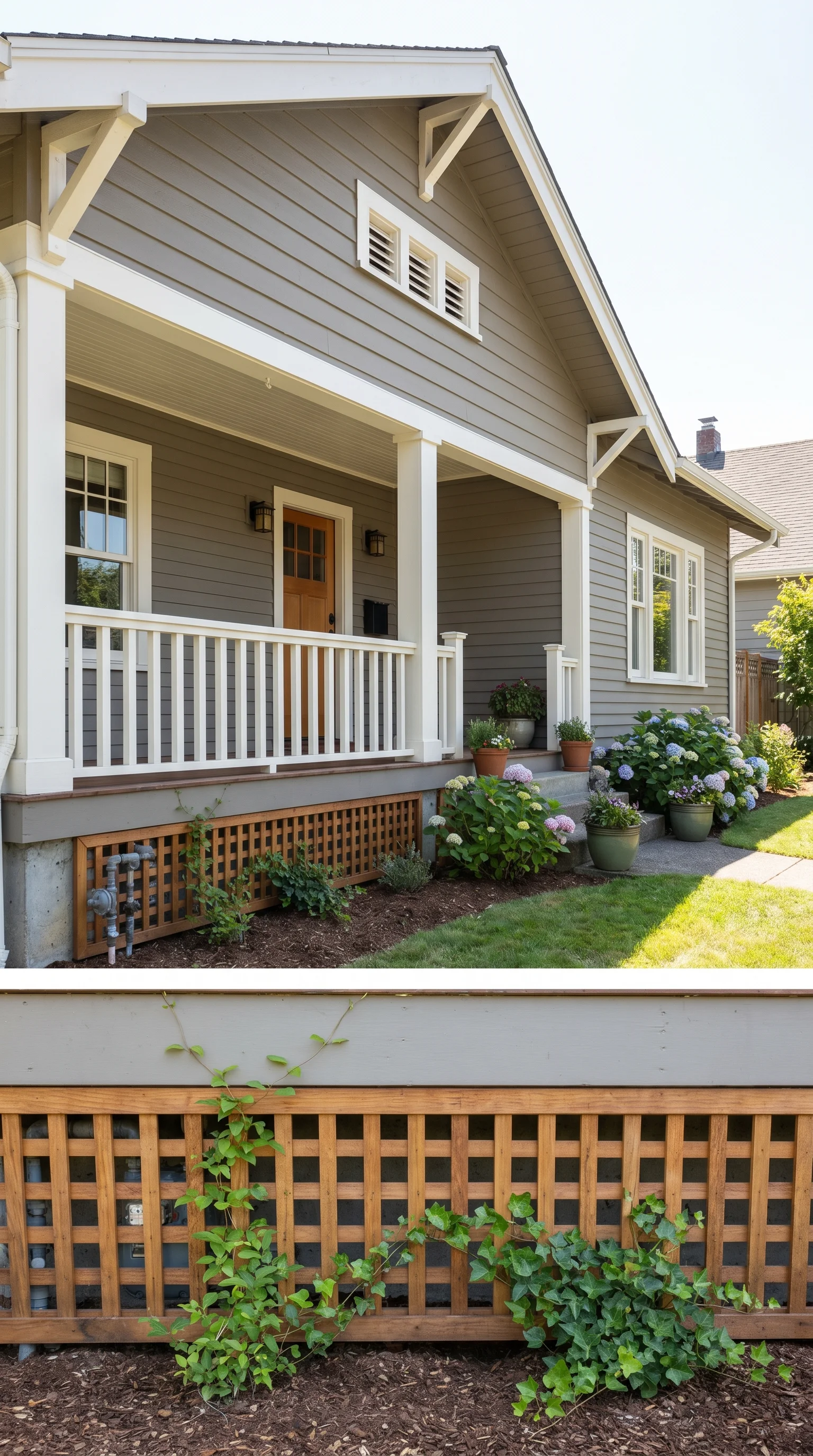 4 4 Front of house with pre made wooden lattice inst 4. [Front of house with 202606211158