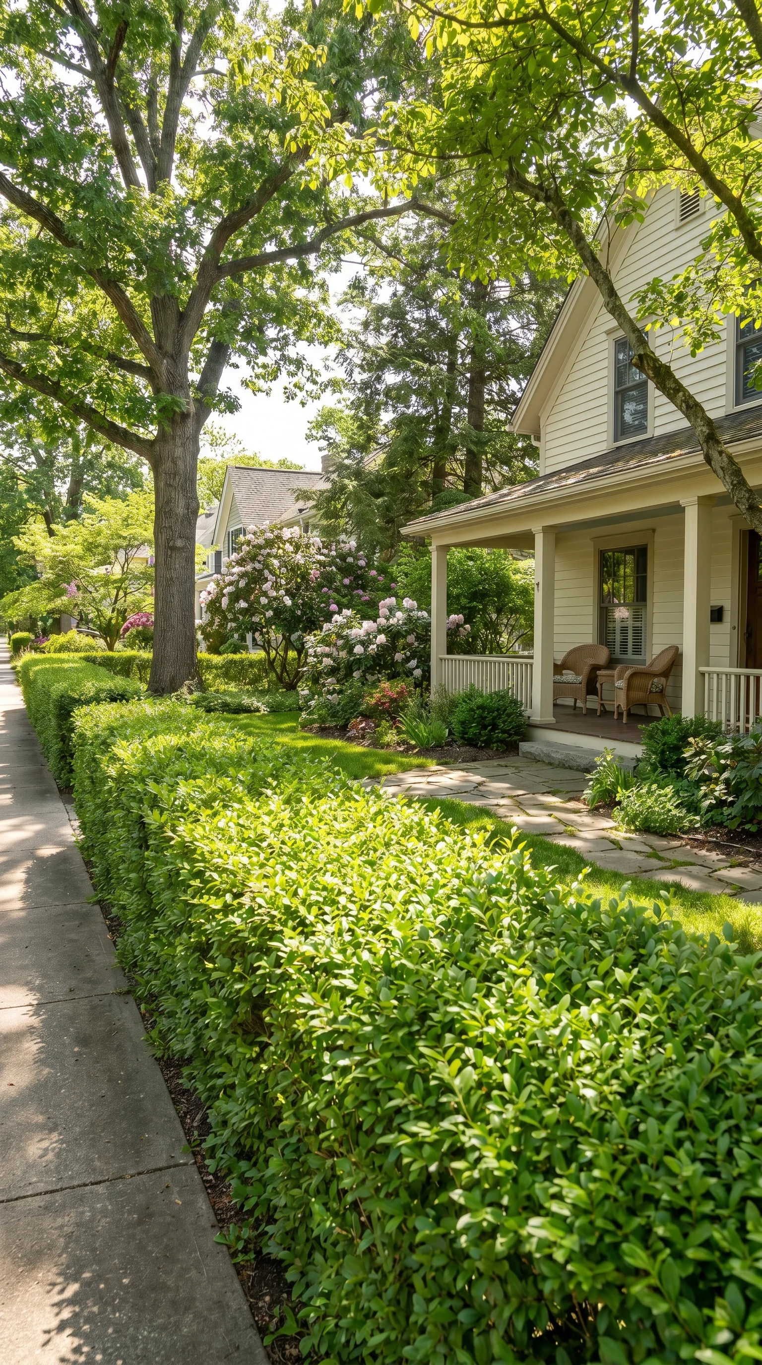 5 5 Classic American front yard with dense neatly tr 5. [Classic American front yard 202606211455