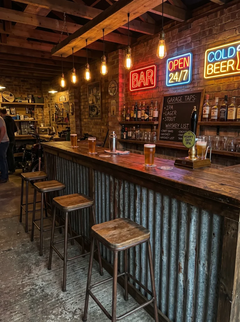 5 DIY wooden bar built in a garage with corrugated s DIY wooden bar built in 202606202132
