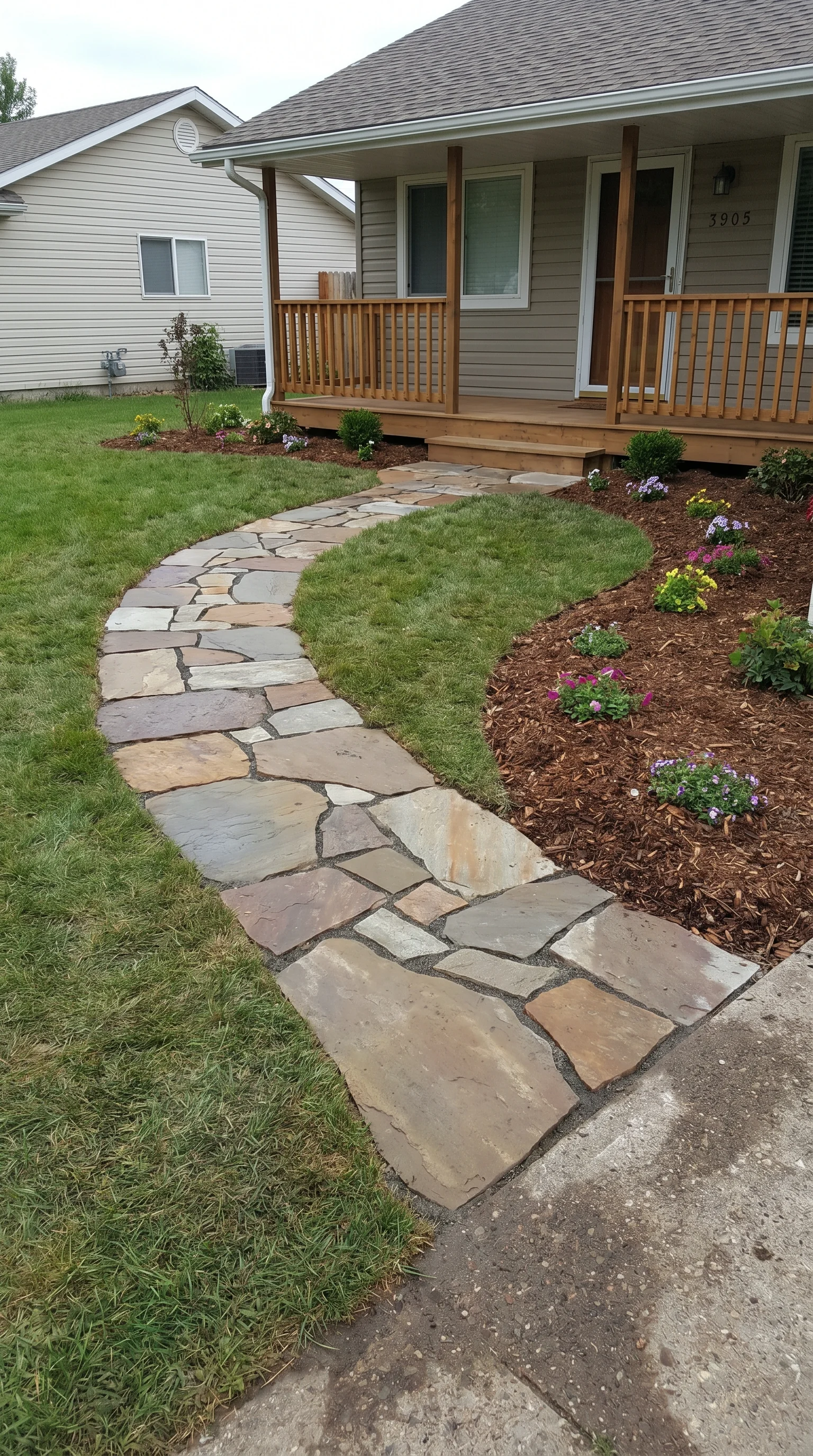 7 7 Front garden path with new decorative stepping s 7. [Front garden path with 202606211202