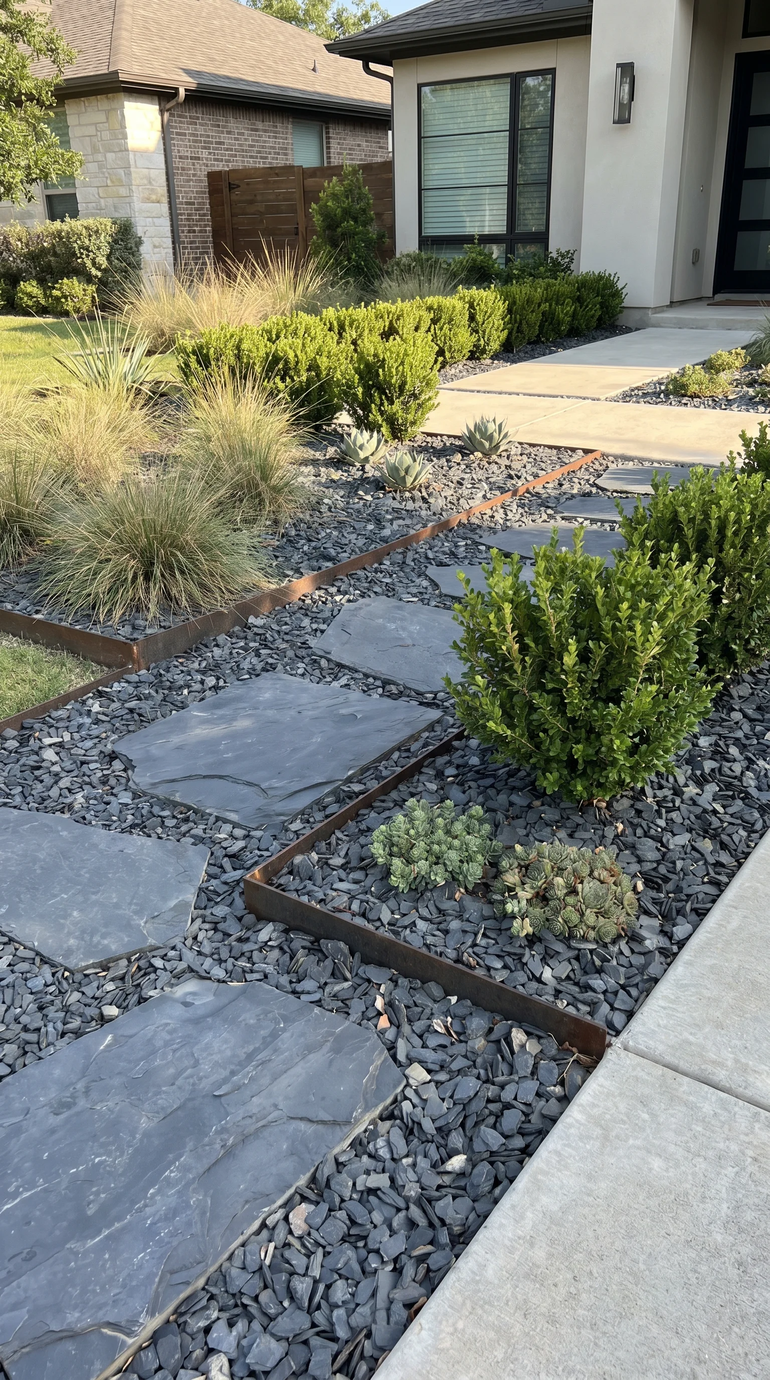9 9 Contemporary front yard planting beds with flat 9. [Contemporary front yard planting 202606211241