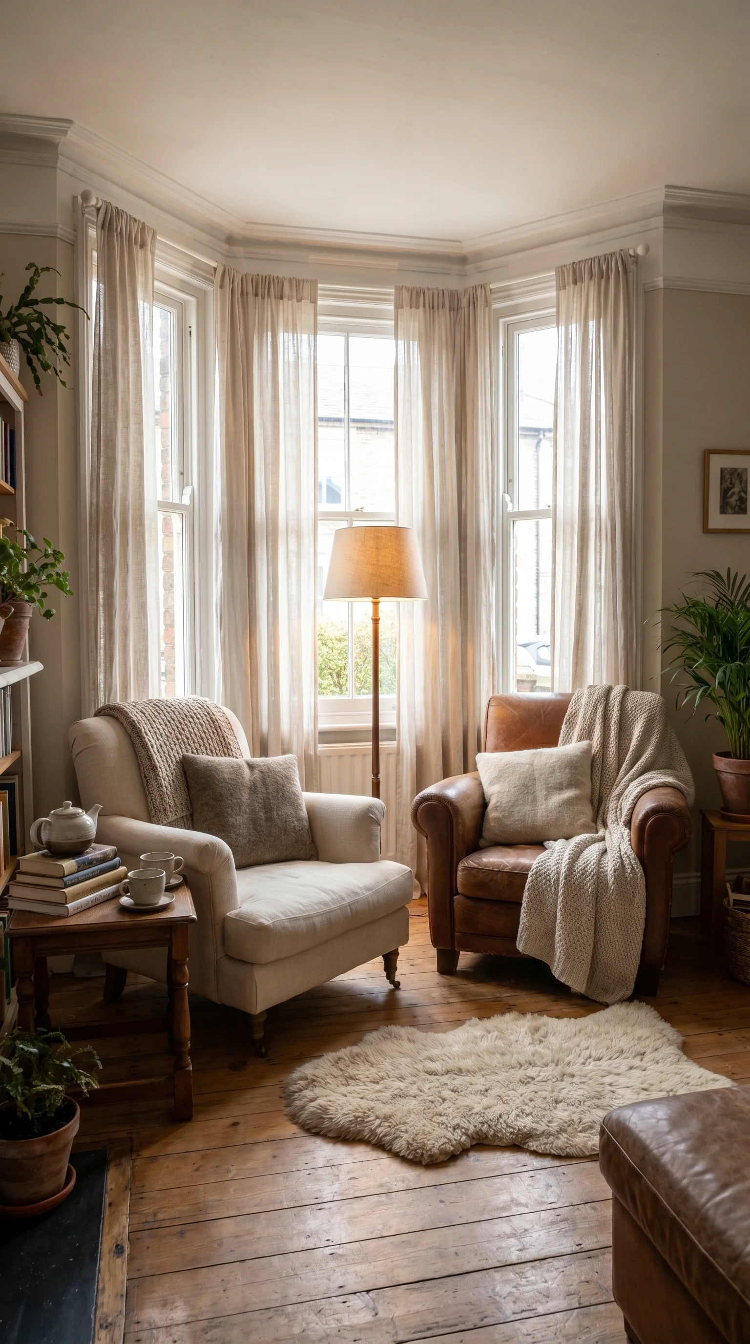 Relaxed inviting bay window reading corner with 9. [Relaxed inviting bay window 202606211055