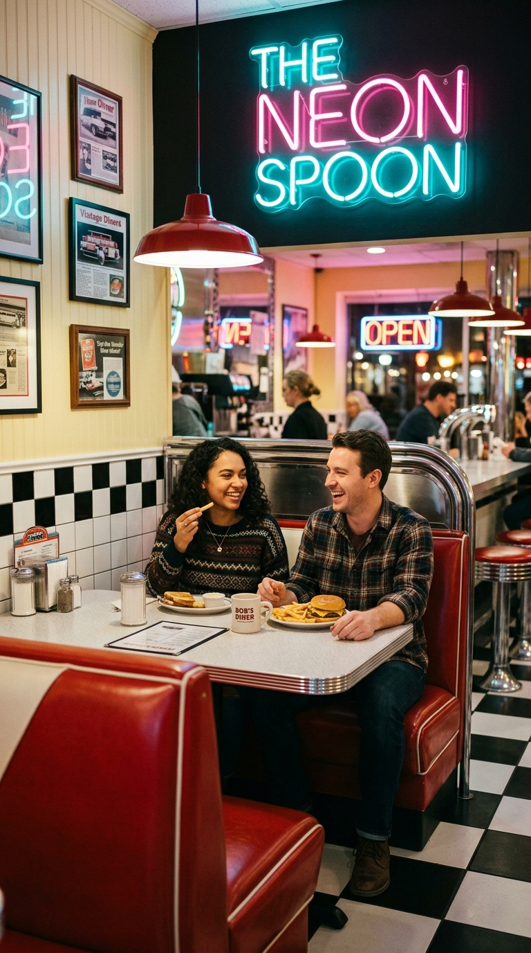 17 17 Photograph of a retro diner style kitchen nook