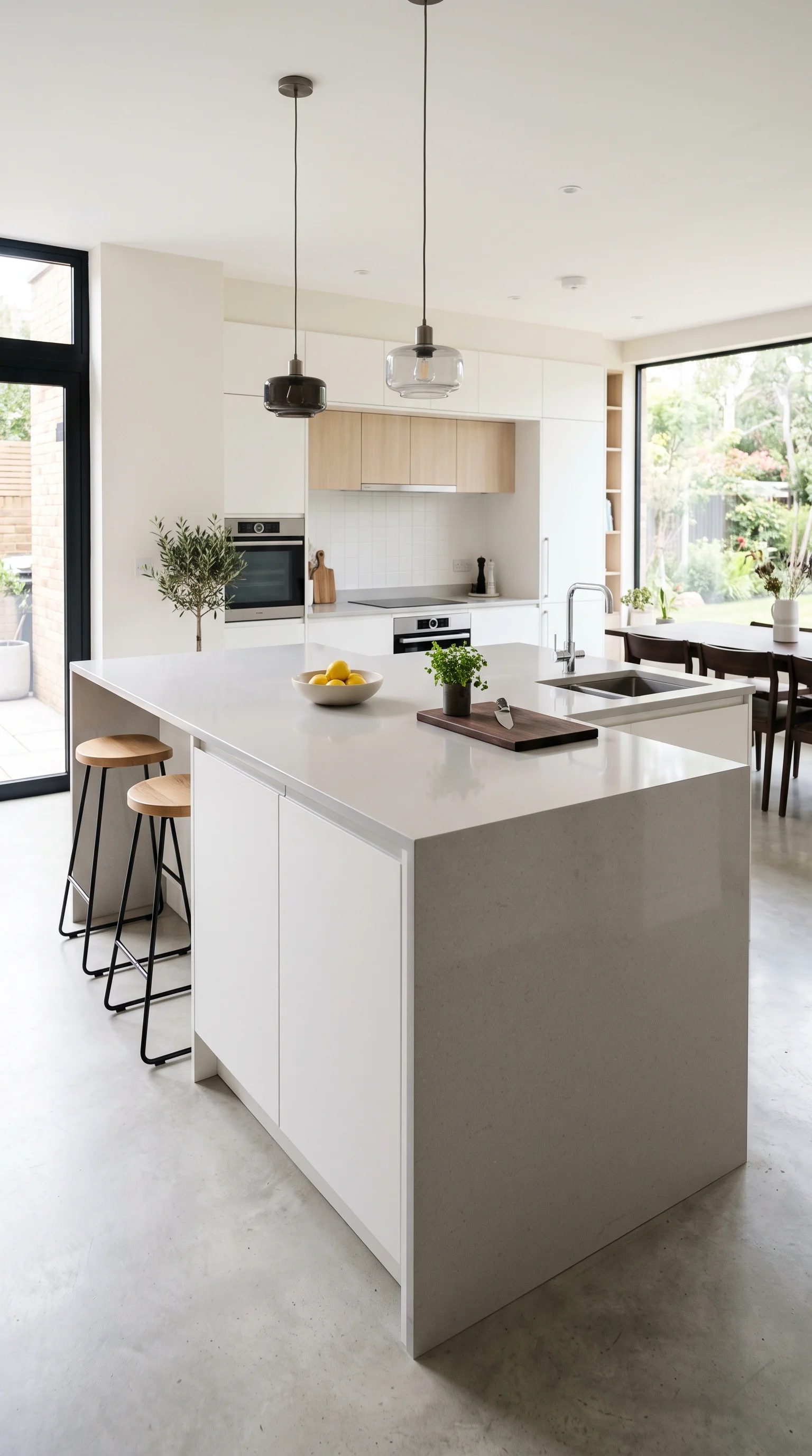 1 1 NEWIMAGEPROMPT Modern minimalist waterfall kitch Waterfall kitchen island with co… 202607132339