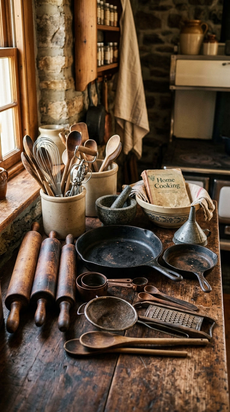 21 21 Photograph of an antique kitchen tools collecti