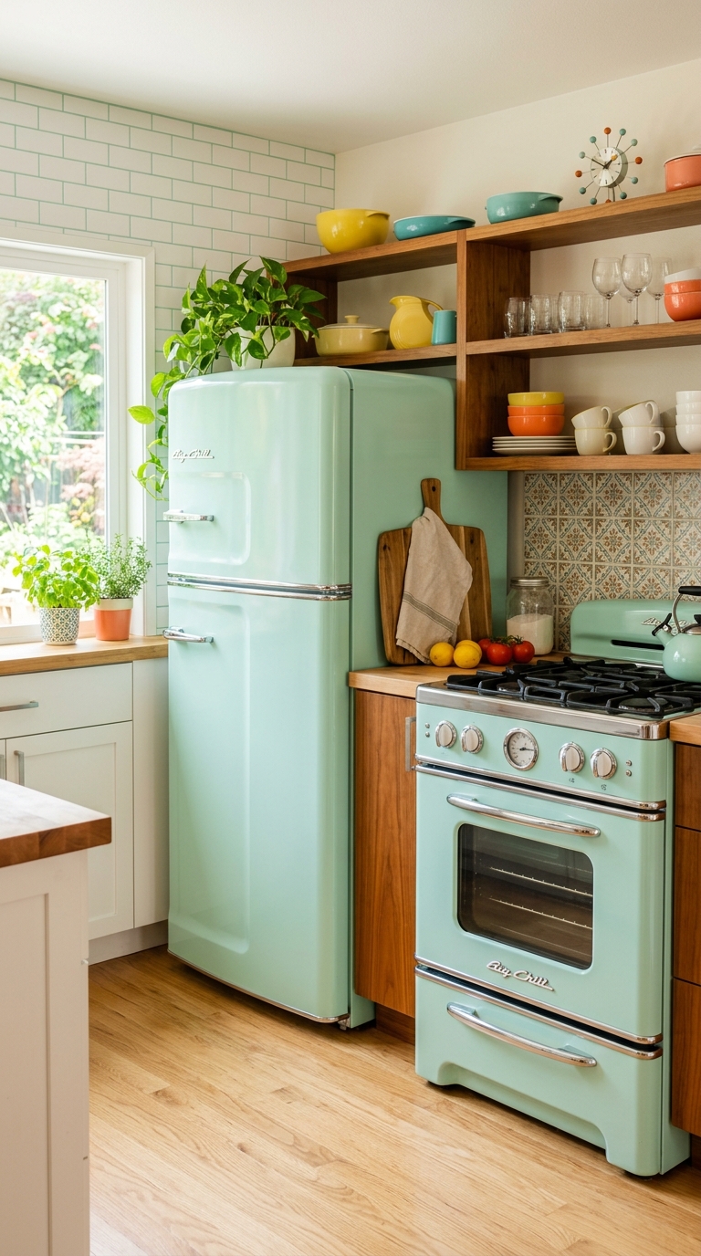 3 3 Vibrant photograph of a pastel mint green retro