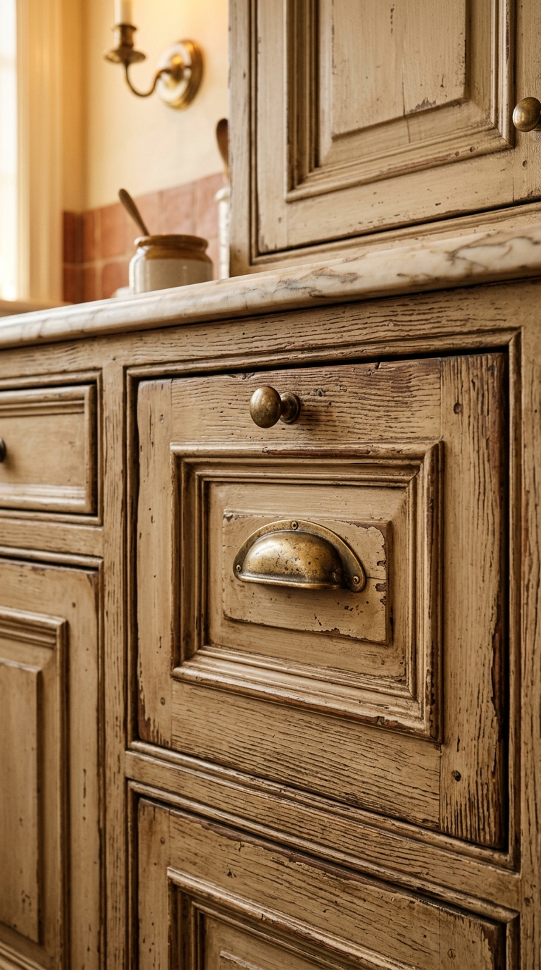 4 4 Close up photograph of vintage wooden kitchen ca